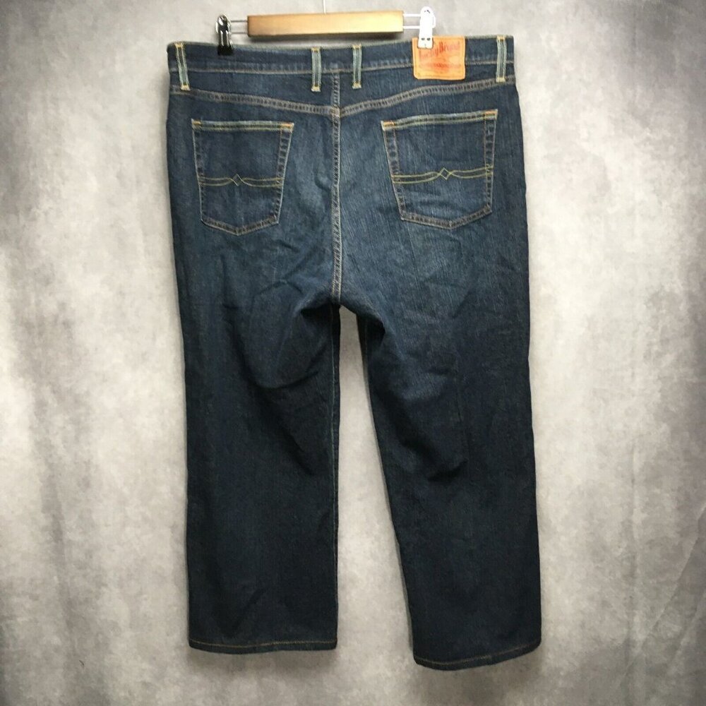 Lucky Brand Mens Boot Cut Blue Jeans size 38x26‎ Flex Stretch Dark Wash Denim